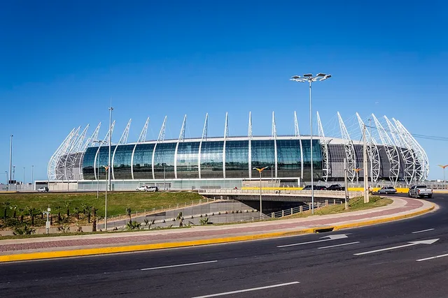 Exterior view of Arena Castelão (Estádio Governador Plácido Castelo), Fortaleza, Brazil