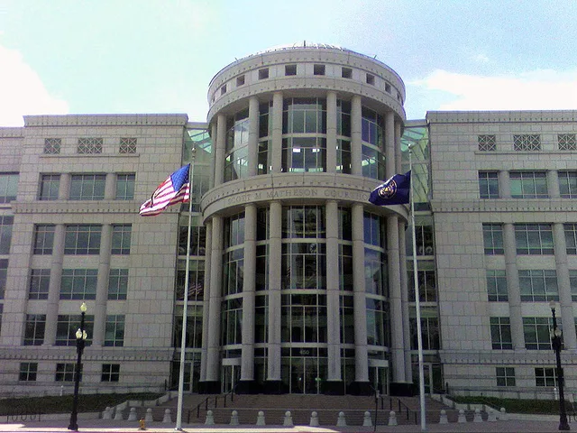 Scott M. Matheson Courthouse in Salt Lake City, Utah—file photo for general Utah state-court context (Wikimedia Commons); Richins was tried in Third District Court in Park City.