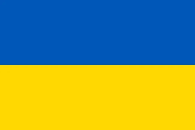 National flag of Ukraine (blue over yellow; Wikimedia Commons) — illustrative imagery for Newsorga's day-two sitrep on the U.S.-brokered May 9-11, 2026 Victory Day ceasefire between Russia and Ukraine, in which President Volodymyr Zelenskyy says large-scale Russian air attacks on Ukrainian cities have paused but front-line combat continues with 147 clashes and three civilian deaths in 24 hours, while Russia's Defence Ministry separately claims to have recorded more than 1,000 Ukrainian ceasefire violations across Crimea, Belgorod, Kursk, Kaluga, Rostov and Krasnodar.